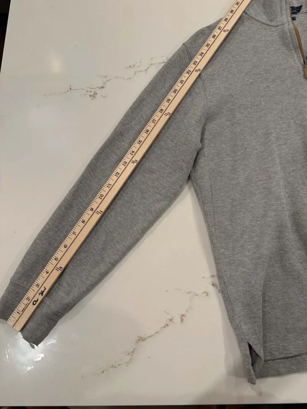 Polo Ralph Lauren Gray Estate Rib Quarter-Zip Pullover